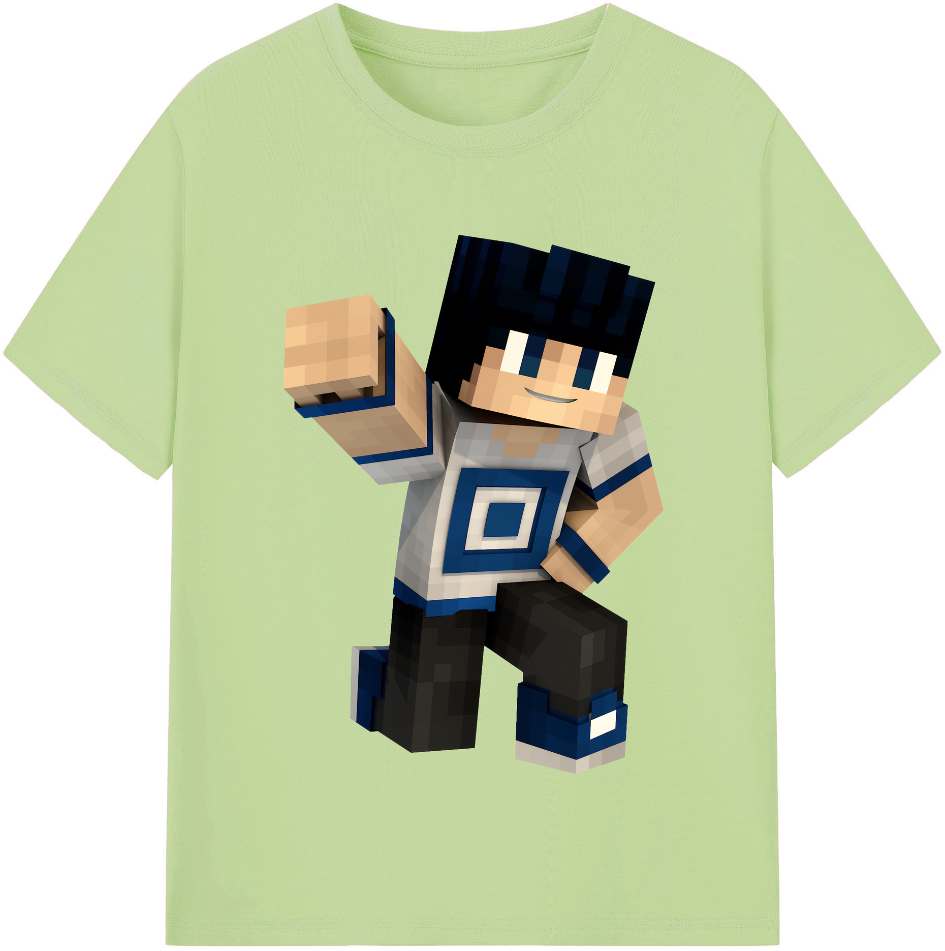 （画像用） マインクラフト ブロックの世界 Minecraft MC Block world 綿100％半袖Tシャツ（フロントプリント）